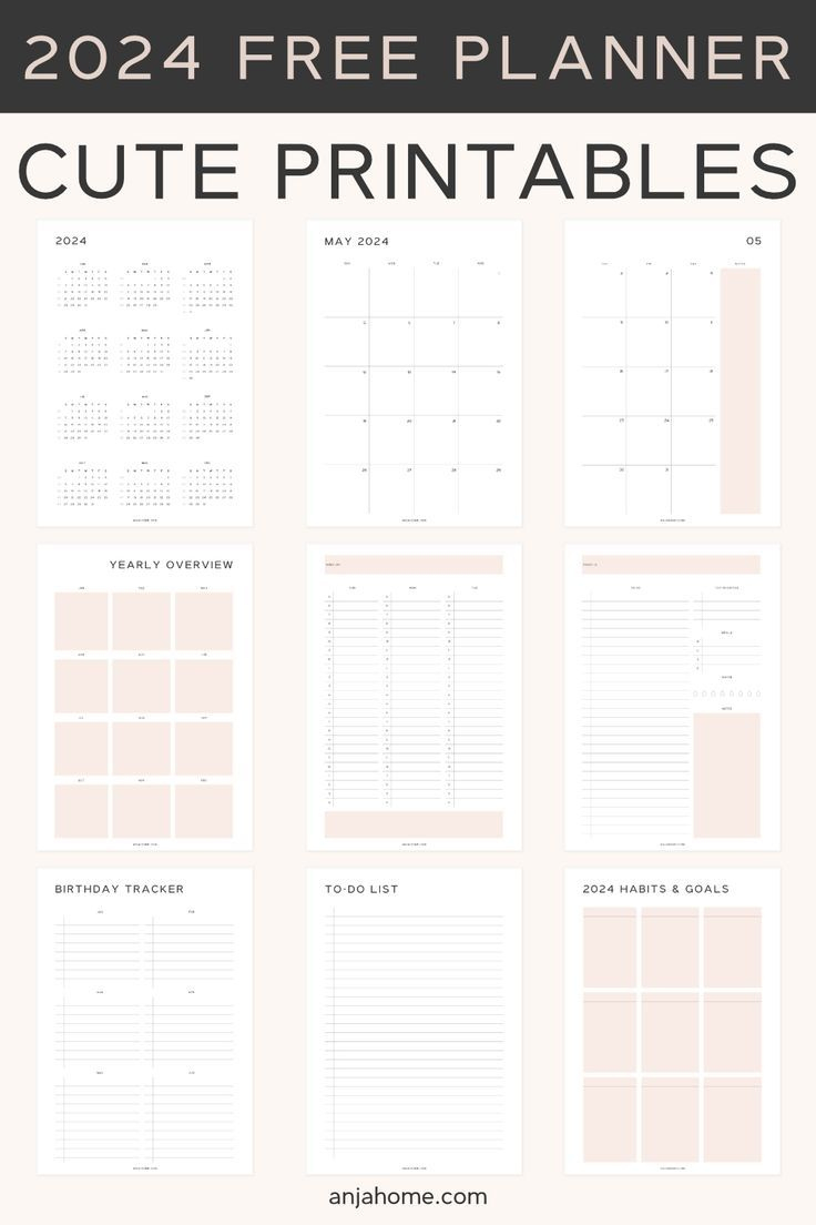 Free Printable Planner 2024 Pdf - Anjahome In 2023 | Study Planner | Calendar 2024 Printable Planner