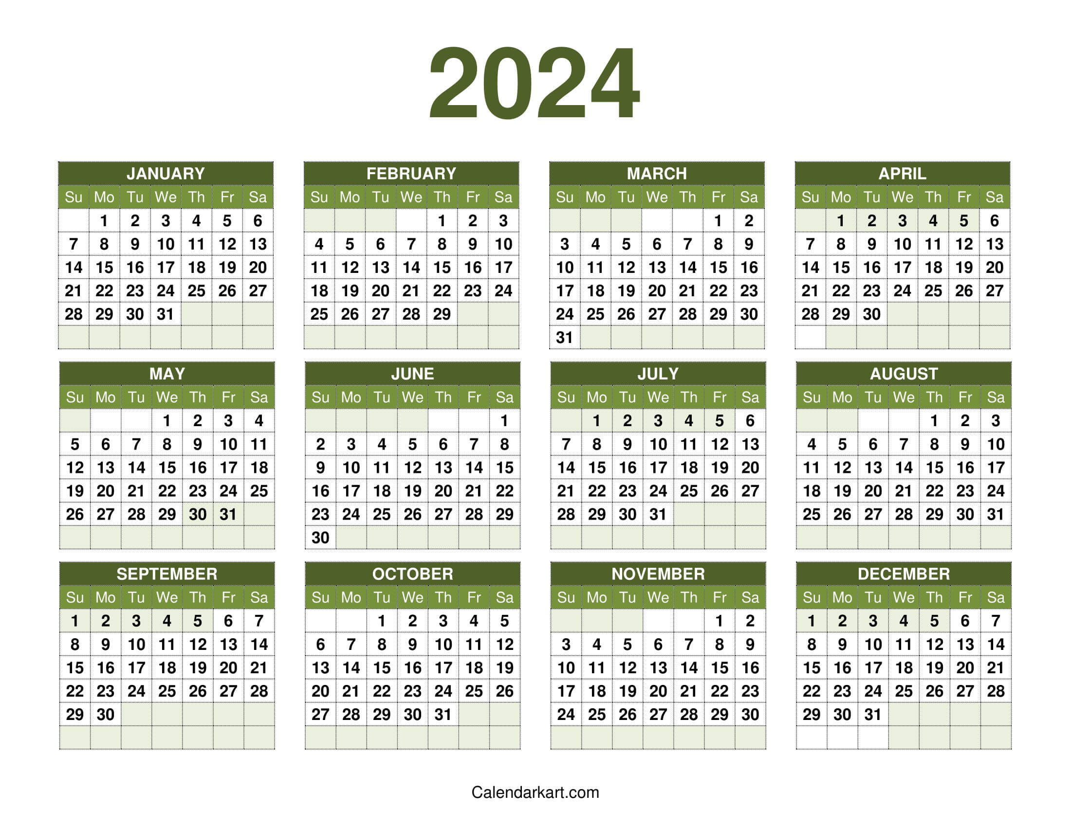 Free Printable Year At A Glance Calendar 2023-2024 - Calendarkart | Free 2024 Calendar