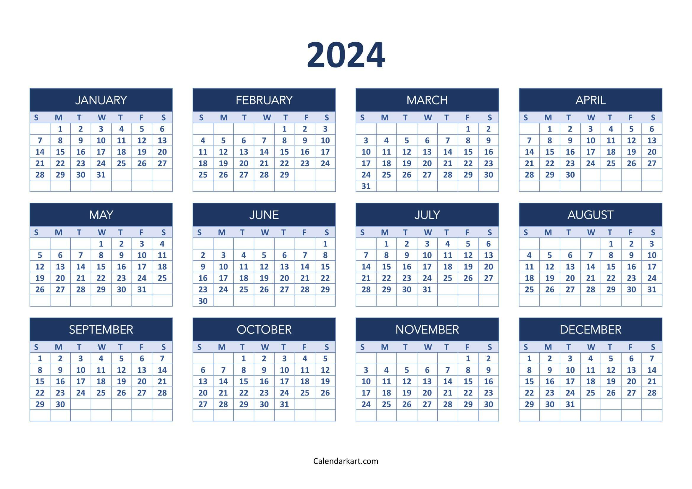 Free Printable Year At A Glance Calendar 2023-2024 - Calendarkart | Year To Date Calendar 2024 Printable