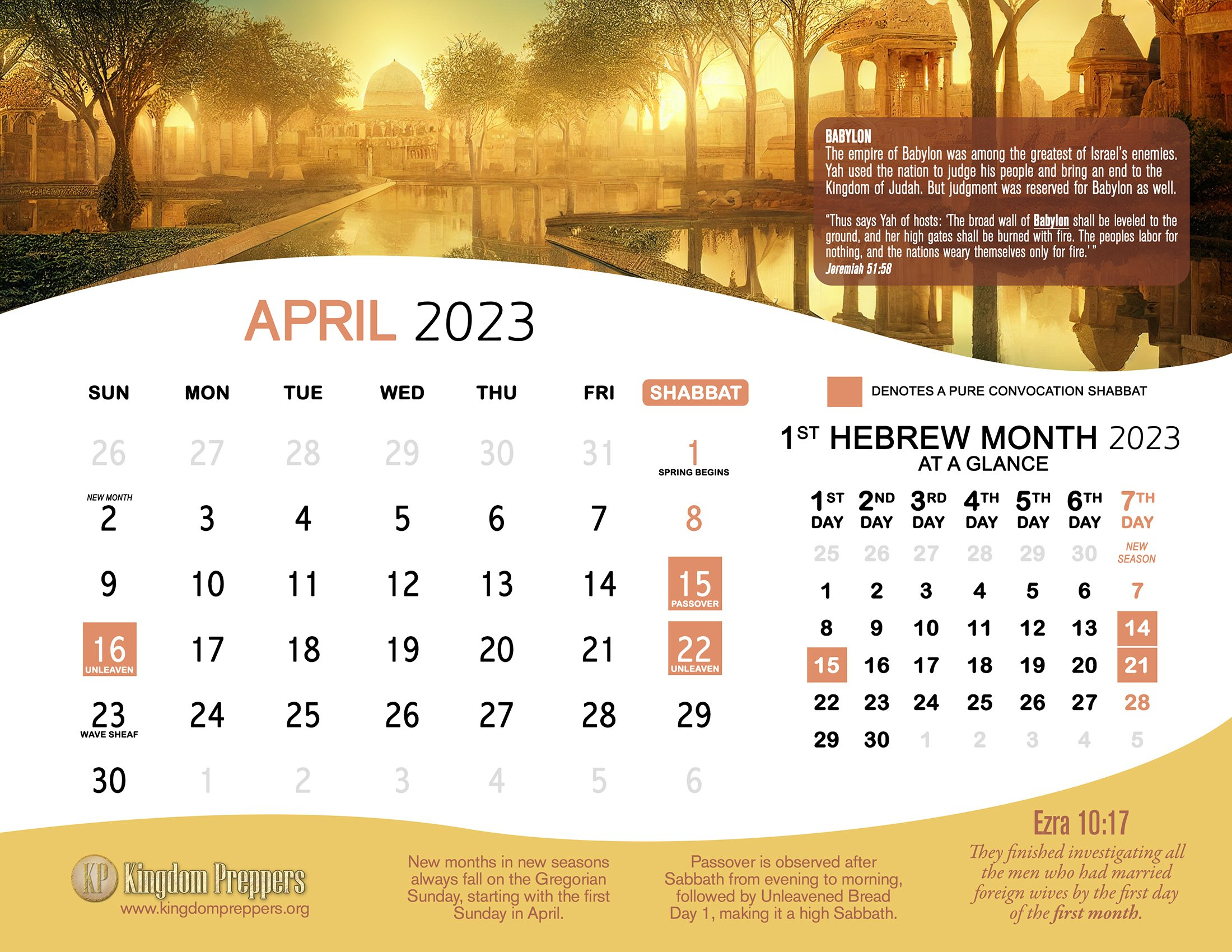 Hebrew Israelite Calendar (2023-2024) — Kingdom Preppers | Jewish Calendar 2024 Printable