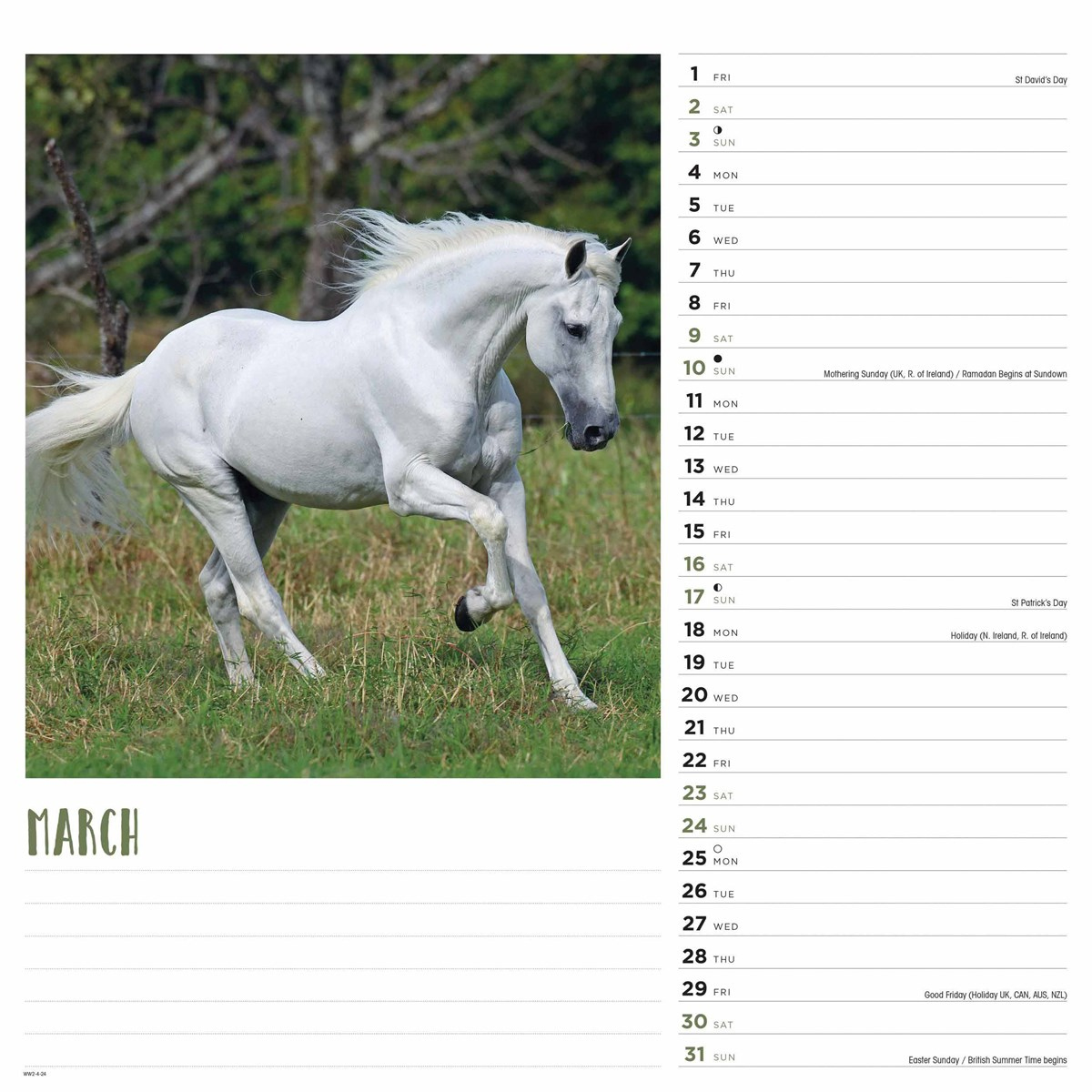 Horses Calendar 2024 | Horse Racing Calendar 2024 Printable