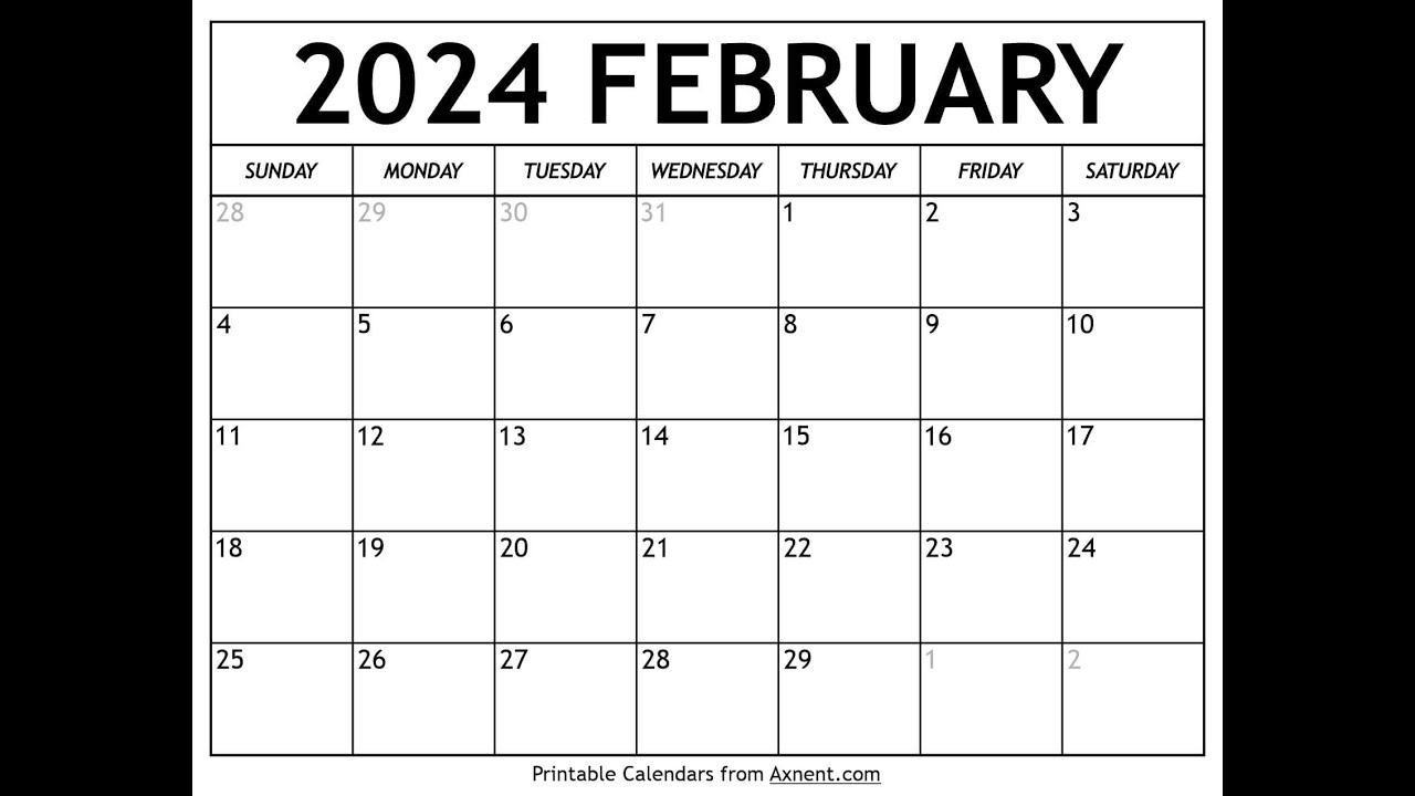 How To Get Free Printable February 2024 Calendar - Axnent | Free Printable Calendar 2024 Waterproof
