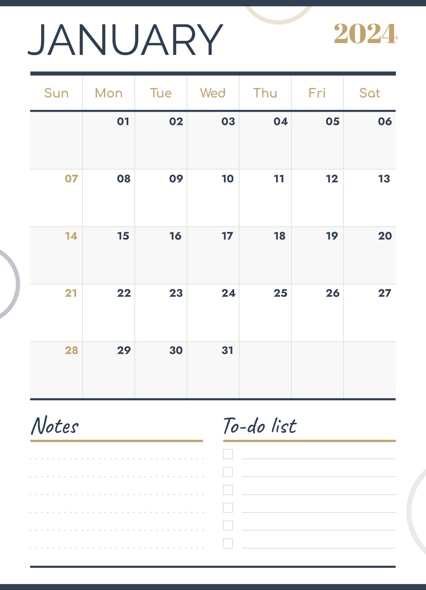 January 2024 Calendar Free Google Docs Template - Gdoc.io | Google Calendar 2024 Printable