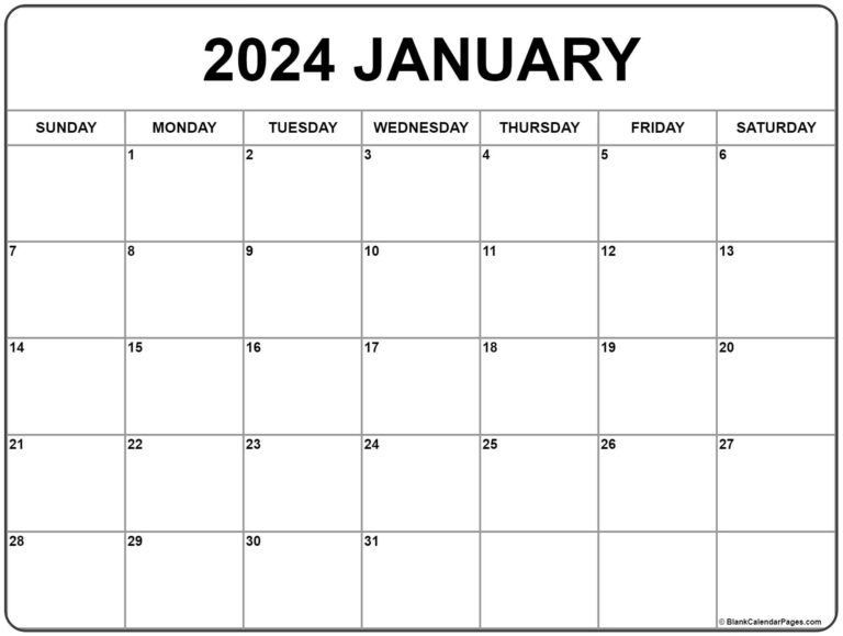 January 2024 Calendar | Free Printable Calendar | Blank 2024 Calendar