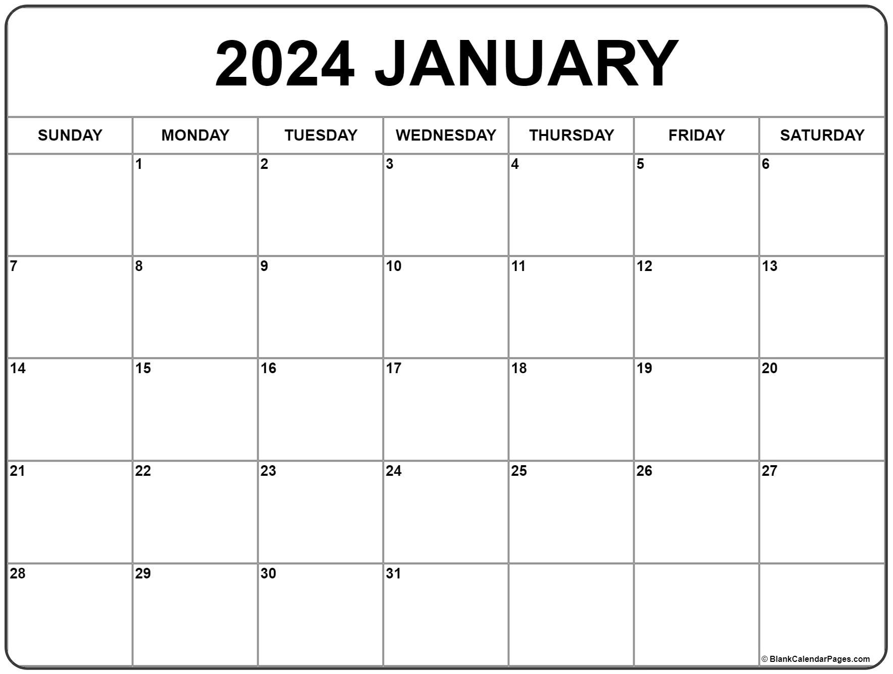January 2024 Calendar | Free Printable Calendar | Printable Calendar 2024 January Month