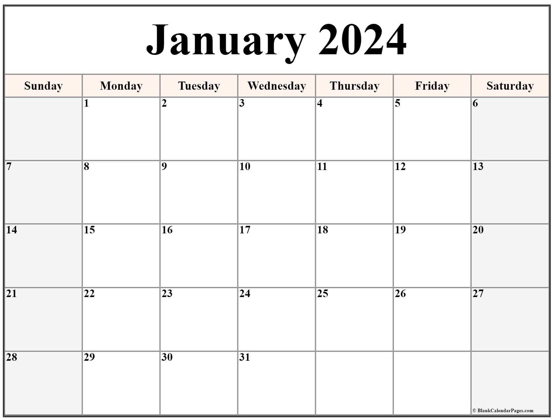January 2024 Calendar | Free Printable Calendar | Printable Calendar 2024 January Wiki