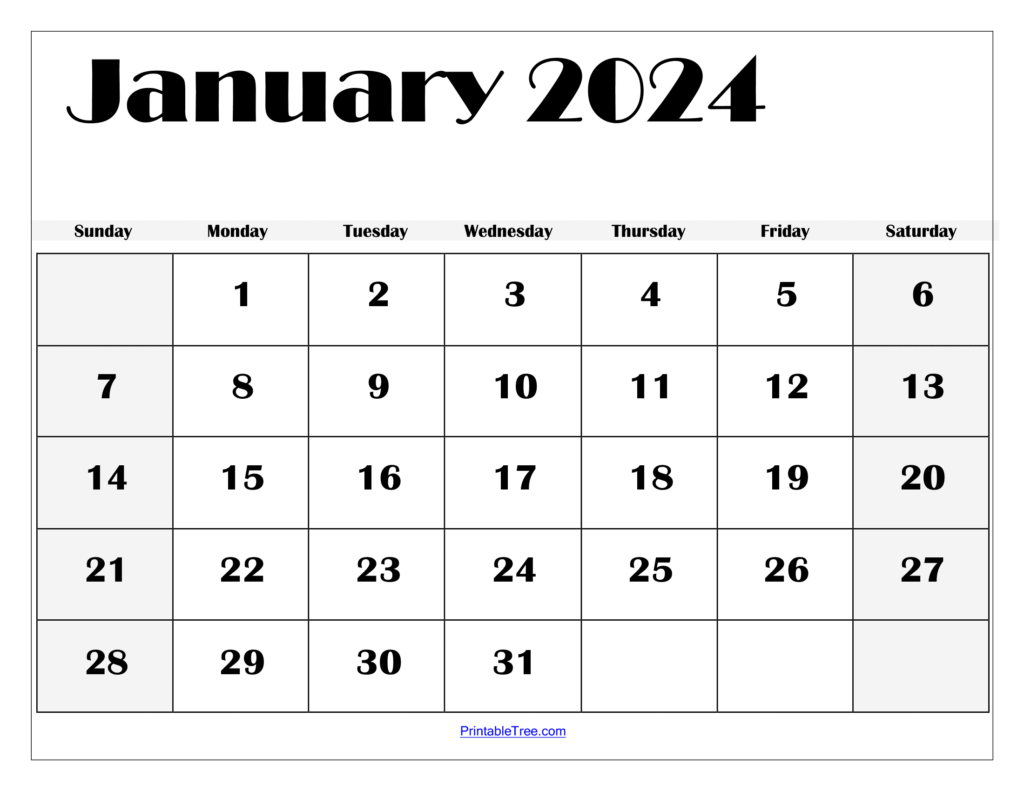 January 2024 Calendar Printable Pdf Template With Holidays | Calendar 2024 Printable January