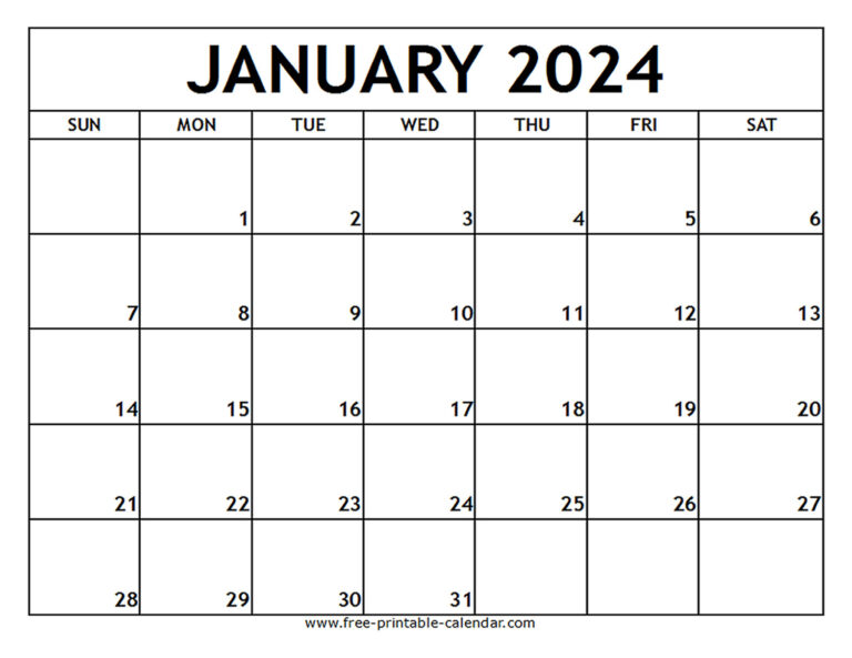 January 2024 Printable Calendar - Free-Printable-Calendar | 2024 Free Printable Calendar