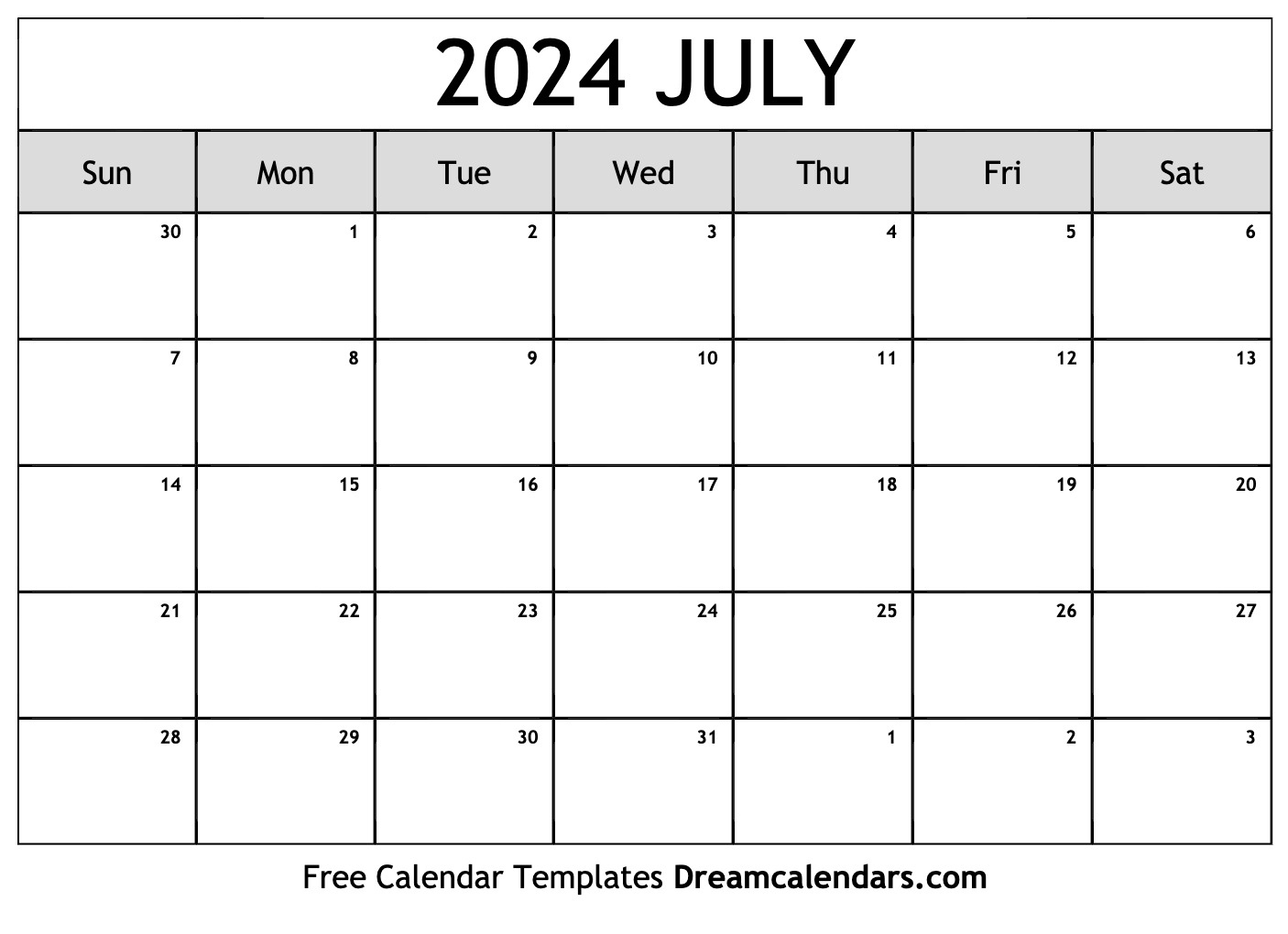 July 2024 Calendar | Free Blank Printable With Holidays | Calendar 2024 Printable July