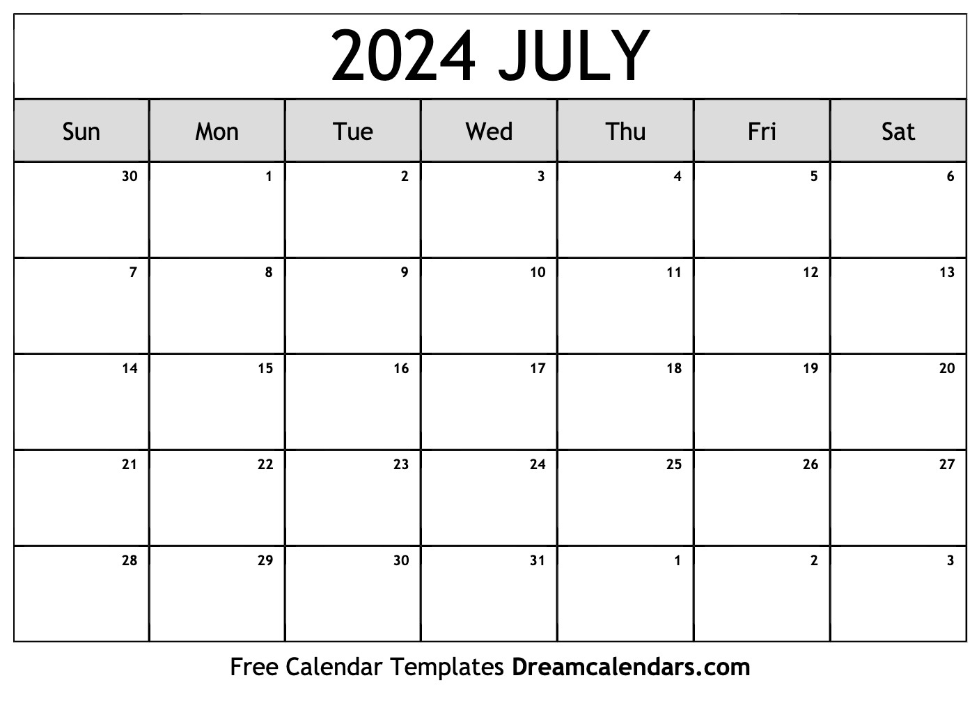 July 2024 Calendar | Free Blank Printable With Holidays | Printable Calendar 2024 July