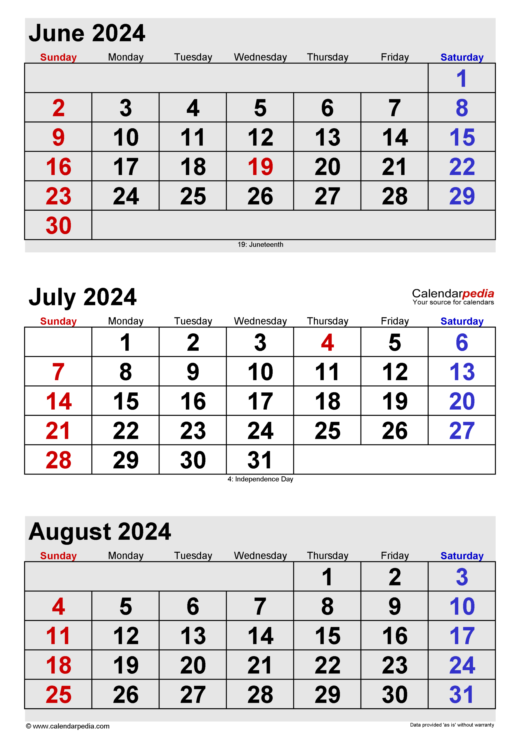 July 2024 Calendar | Templates For Word, Excel And Pdf | Printable Calendar 2024 June July August