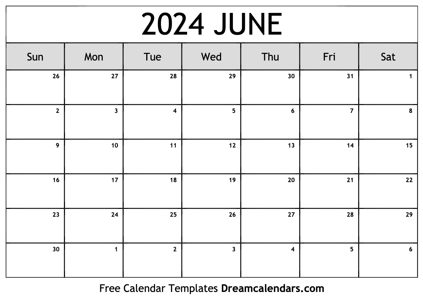 June 2024 Calendar | Free Blank Printable With Holidays | Calendar 2024 Printable June