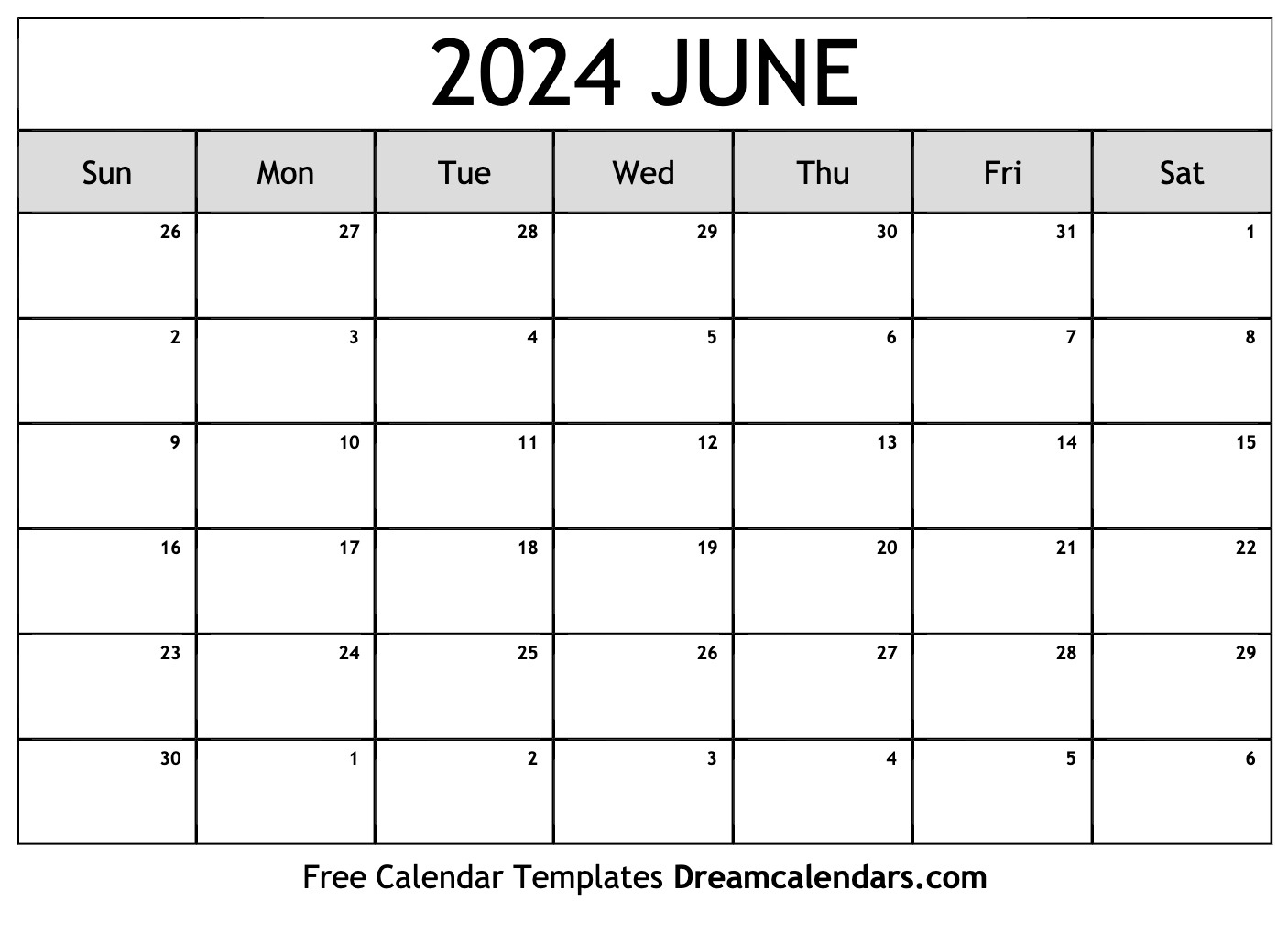 June 2024 Calendar | Free Blank Printable With Holidays | Free Printable Calendar 2024 June