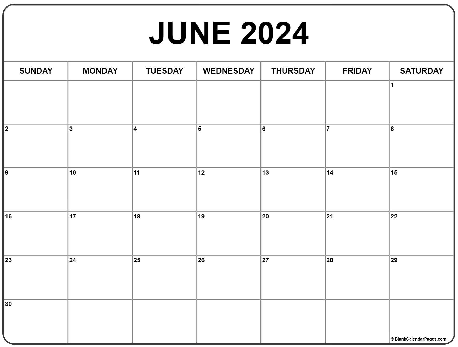 June 2024 Calendar | Free Printable Calendar | Calendar 2024 Printable June