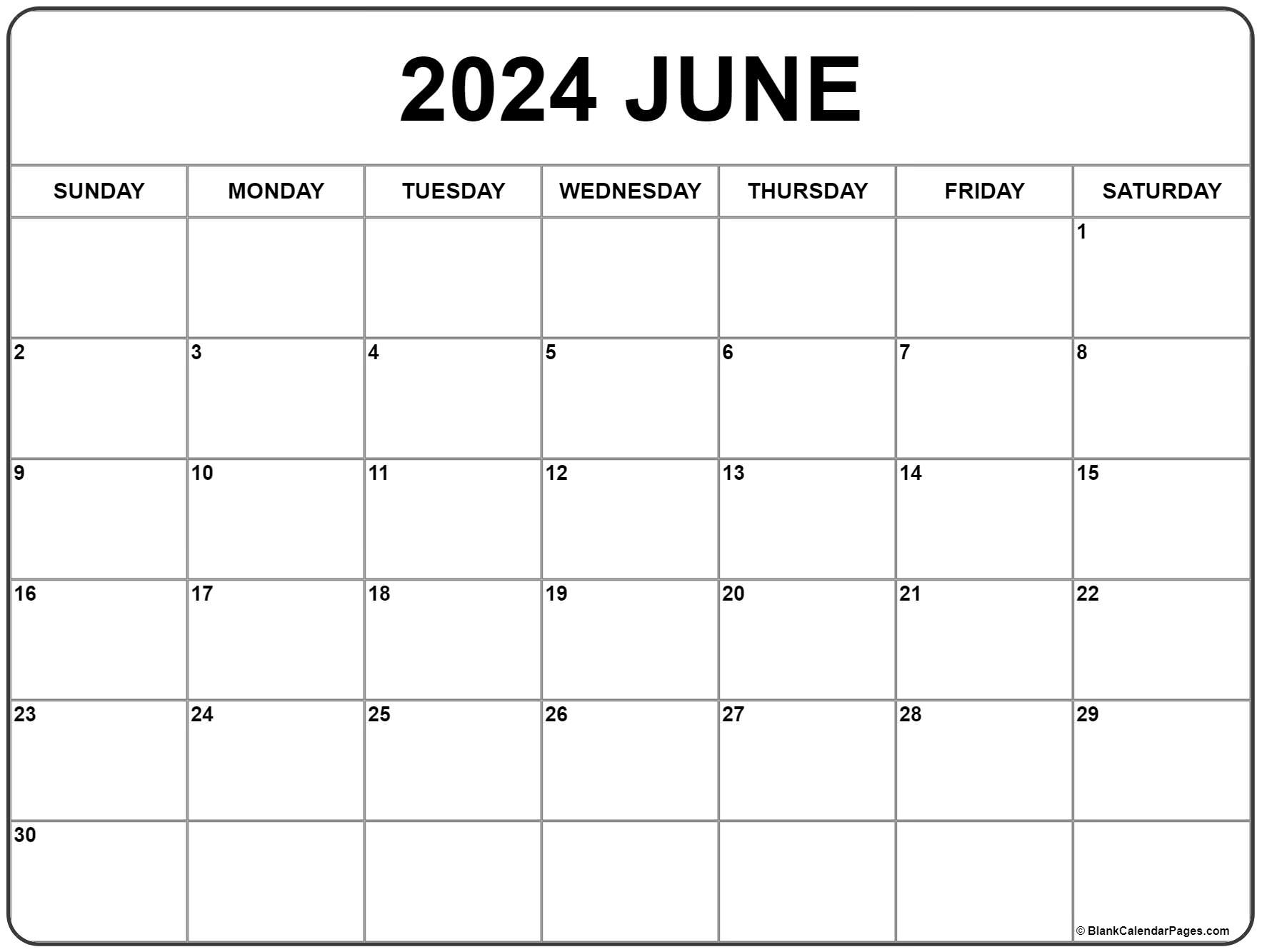 June 2024 Calendar | Free Printable Calendar | June 2024 Calendar Printable