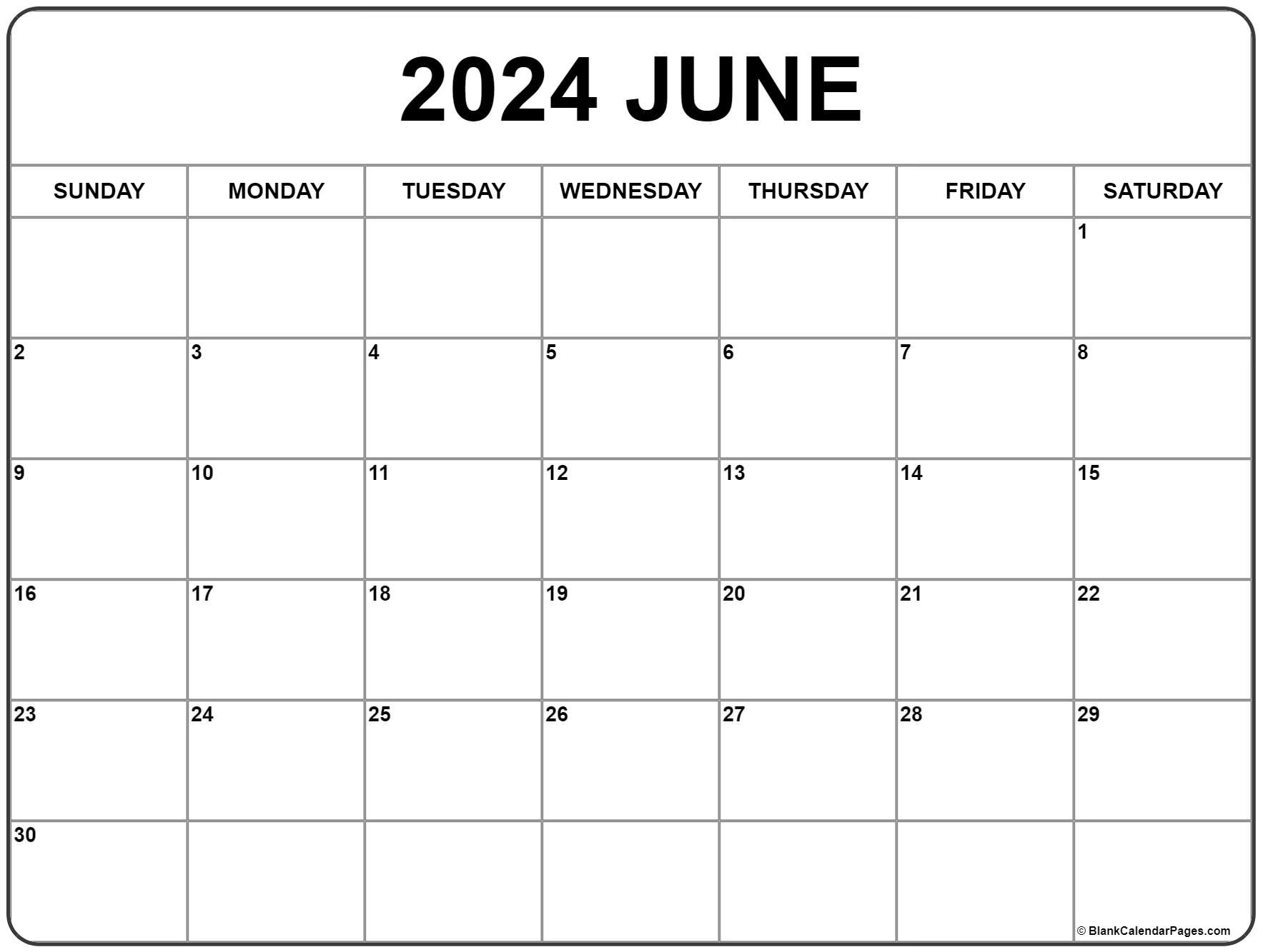 June 2024 Calendar | Free Printable Calendar | Monthly Calendar 2024 Canada Printable