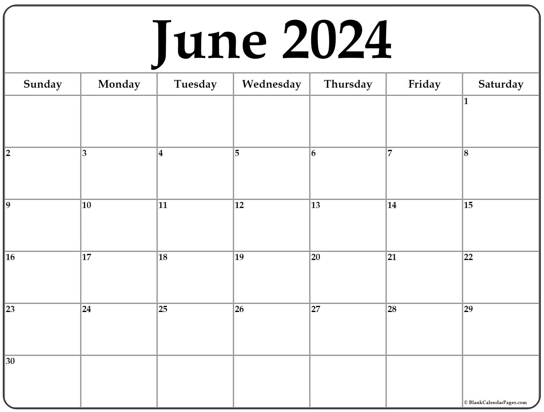 June 2024 Calendar | Free Printable Calendar | Printable Calendar June 2024 Free