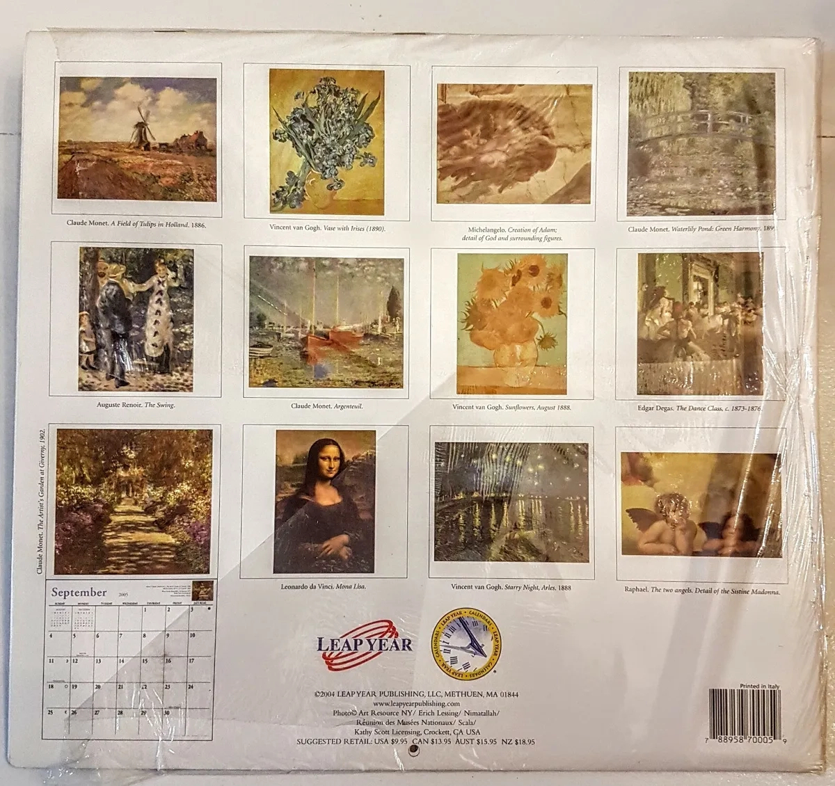 Leap Year Grand Masters Art Wall Calendar 2005 Same As 2022 Monet Van Gogh  Degas | Calendar Years Same As 2022