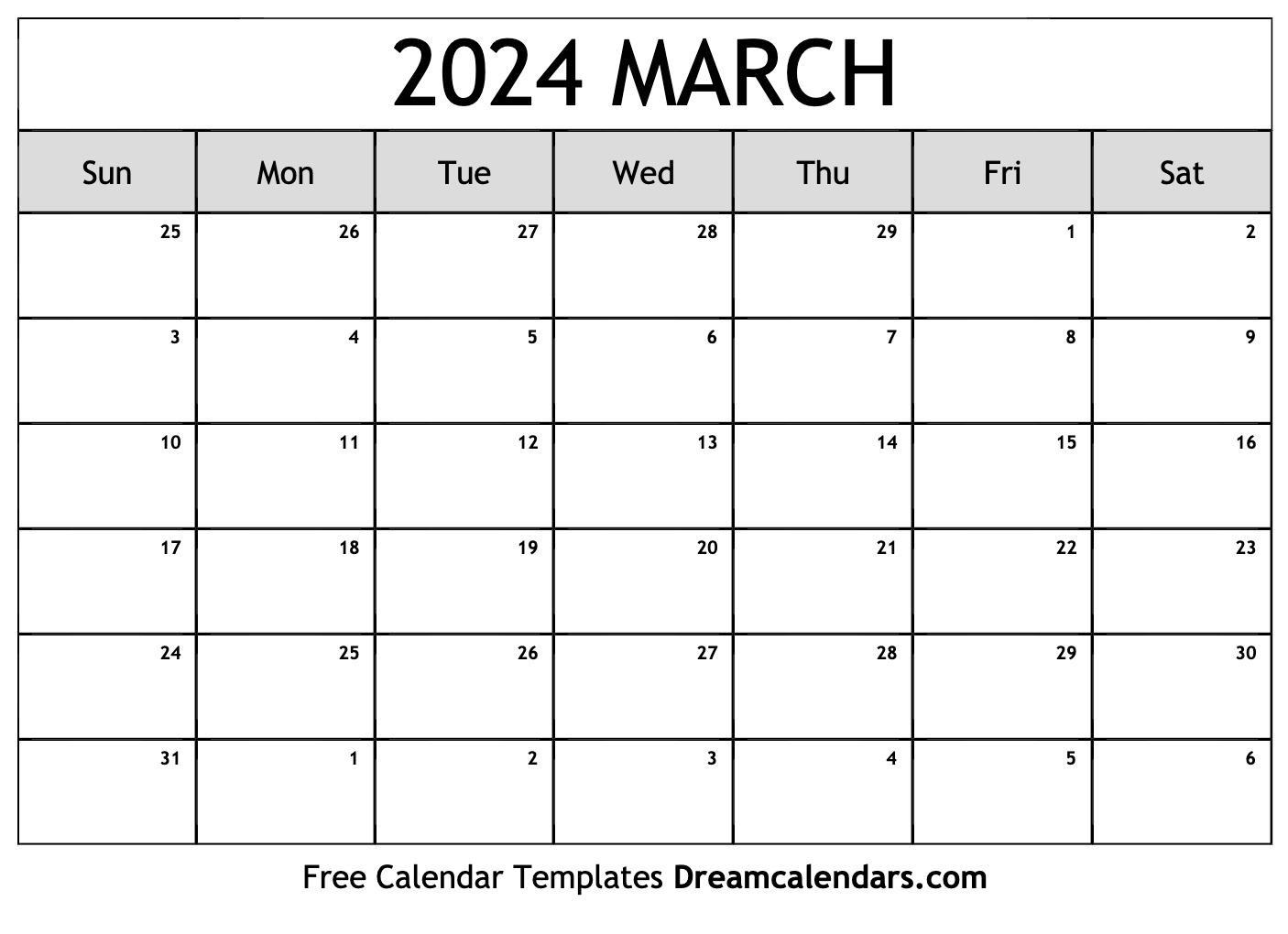 March 2024 Calendar | Free Blank Printable With Holidays | Calendar 2024 Printable March