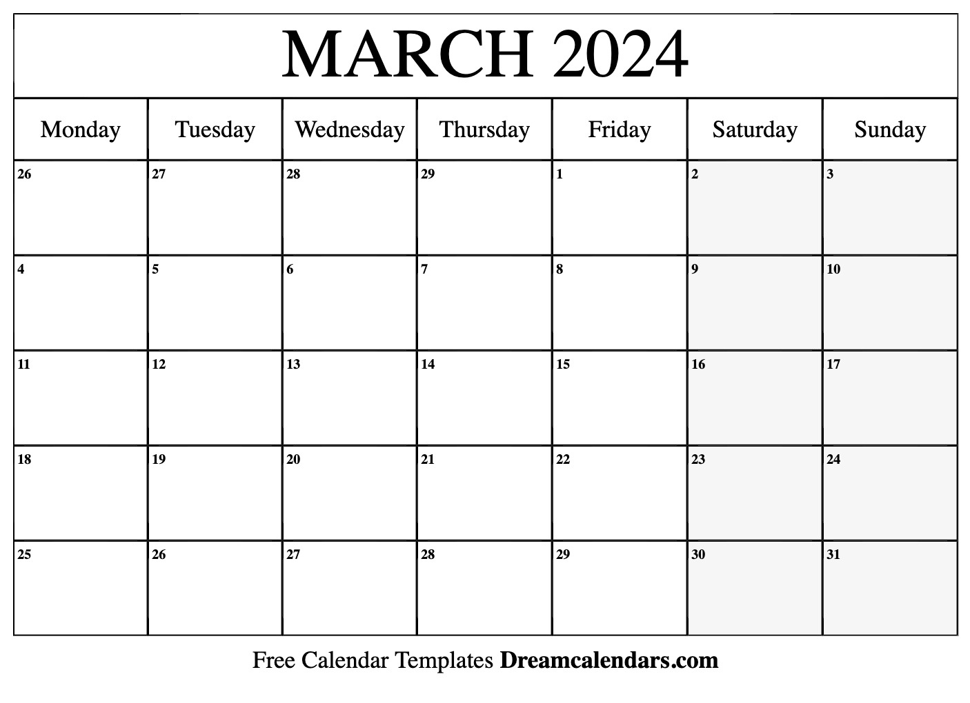 March 2024 Calendar | Free Blank Printable With Holidays | Calendar March 2024 Printable Free