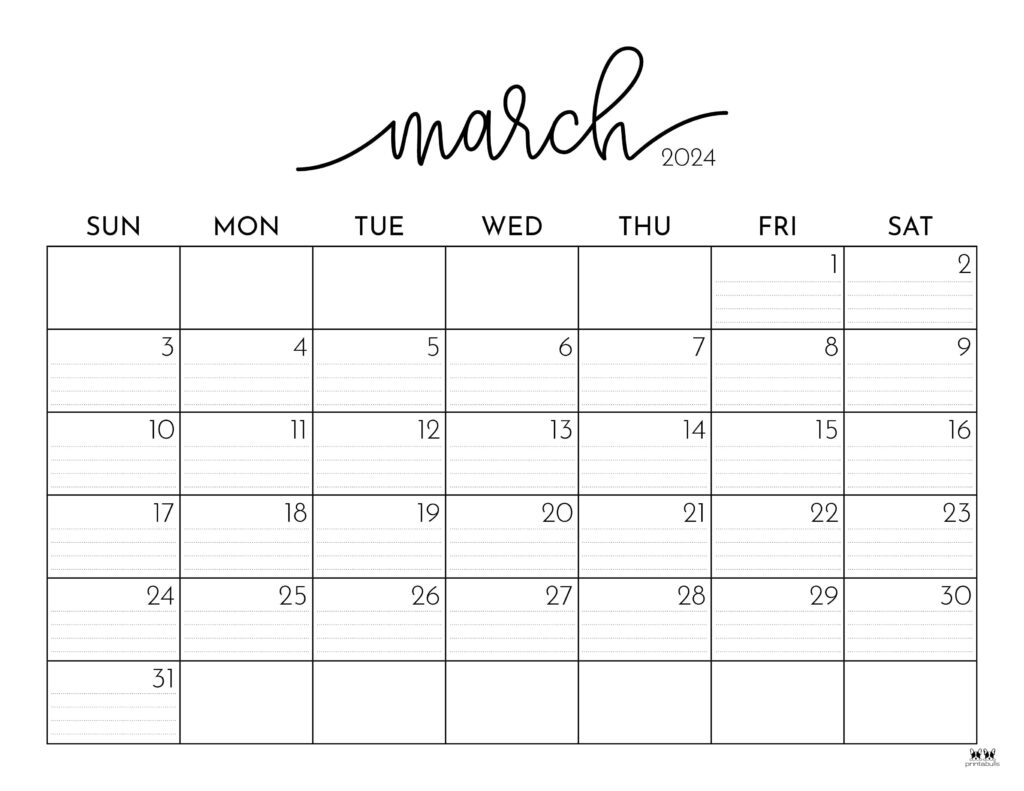 March 2024 Calendars - 50 Free Printables | Printabulls | March Printable Calendar 2024