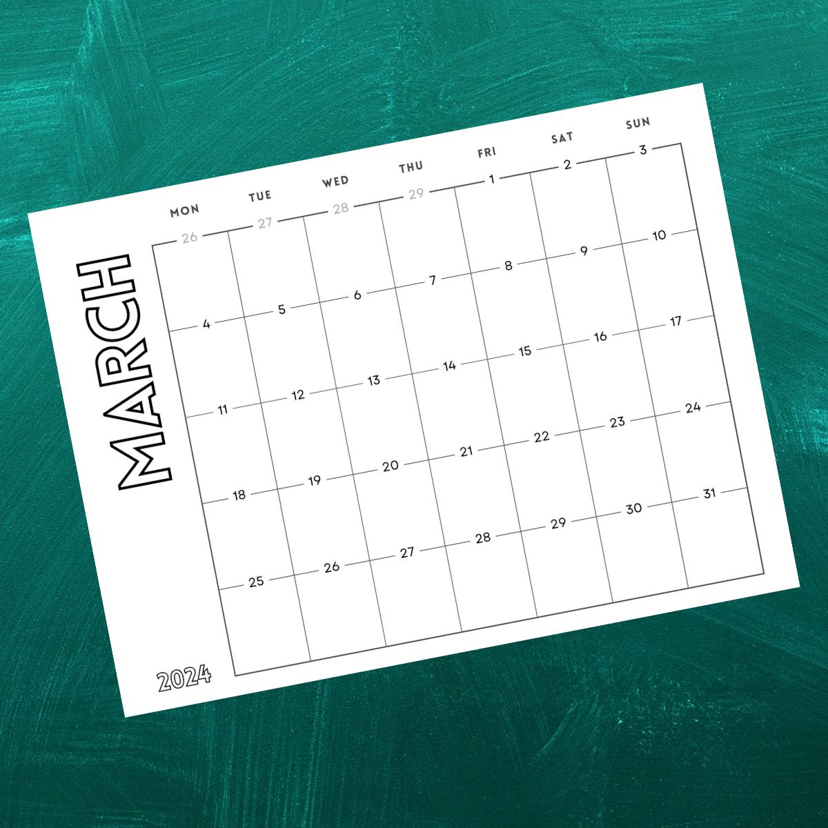 March Free Printable Calendar 2024 - Moneywise Moms - Easy Family | 2024 Rotating Day Off Calendar Printable