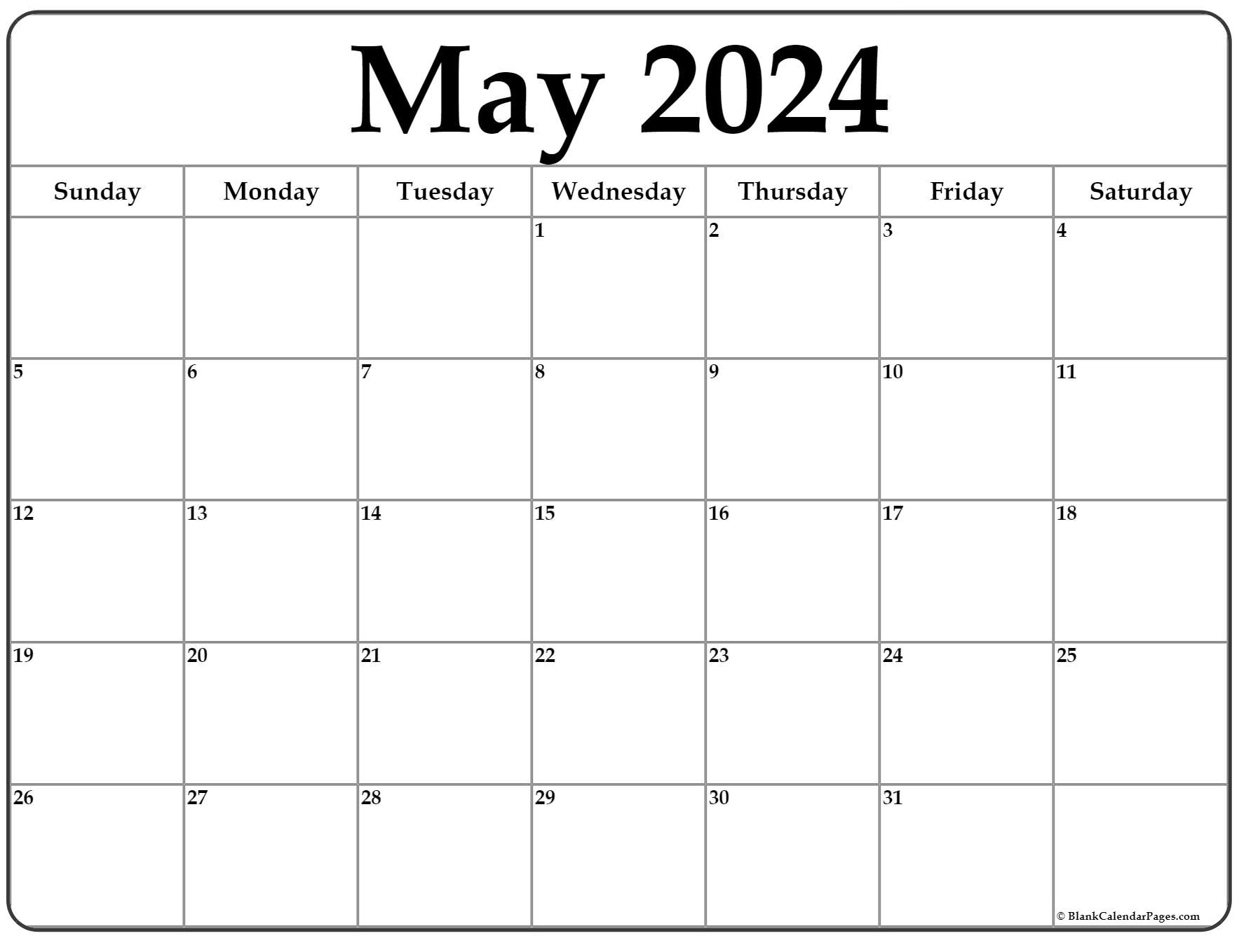 May 2024 Calendar | Free Printable Calendar | Calendar 2024 Printable May