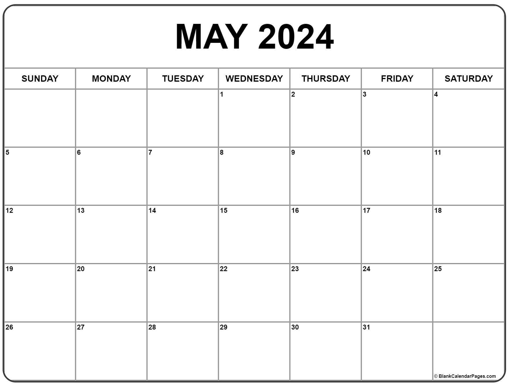 May 2024 Calendar | Free Printable Calendar | May 2024 Calendar Printable