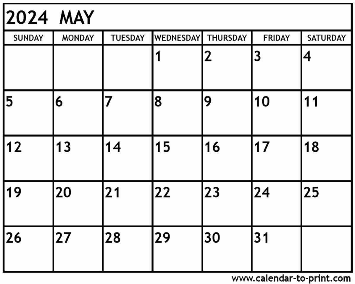 May 2024 Calendar Printable | Calendar 2024 Printable May