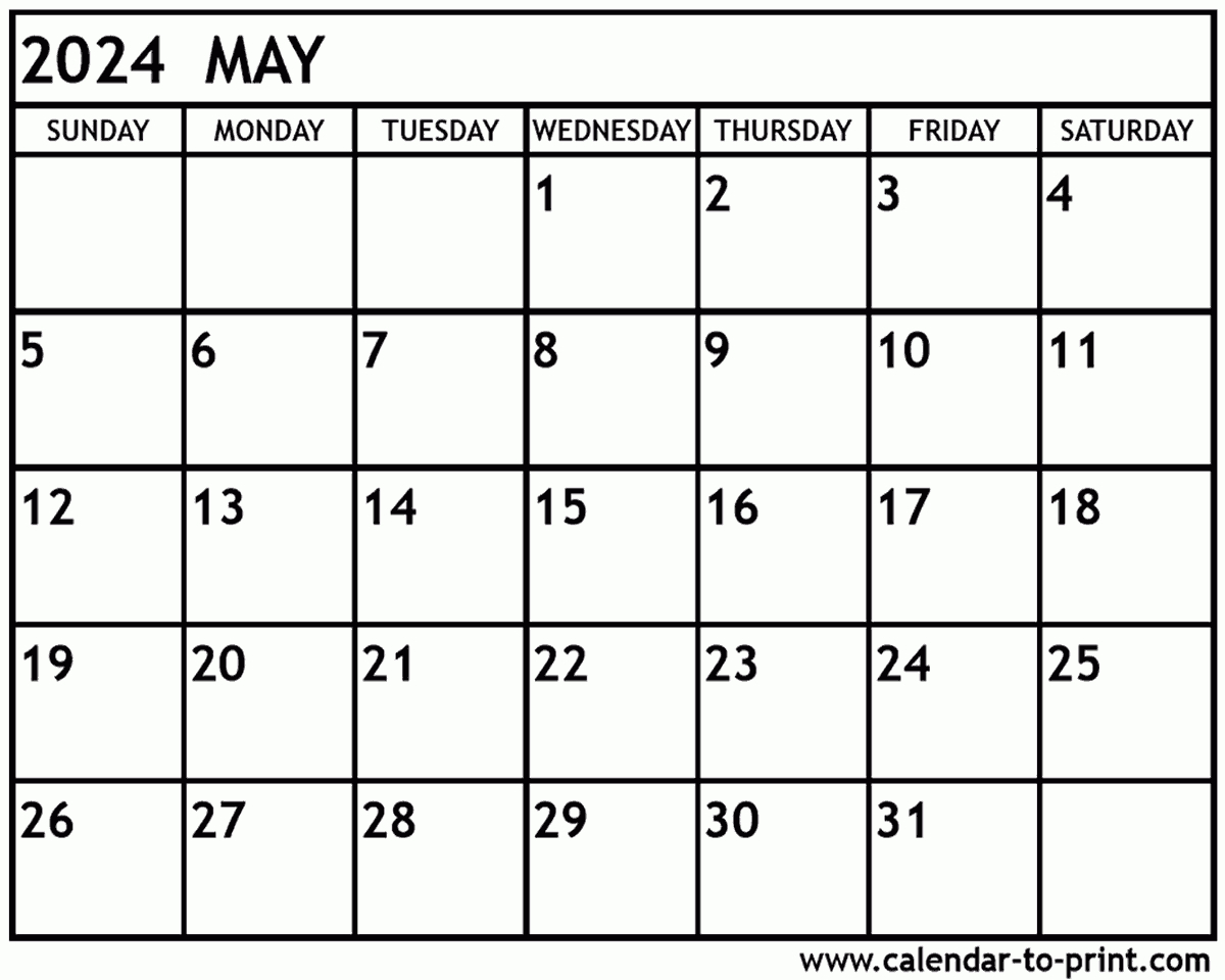 May 2024 Calendar Printable | Free Printable Calendar 2024 May