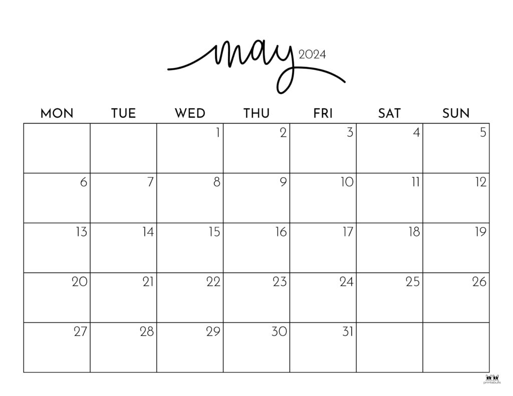 May 2024 Calendars - 50 Free Printables | Printabulls | January 2024 To May 2024 Calendar