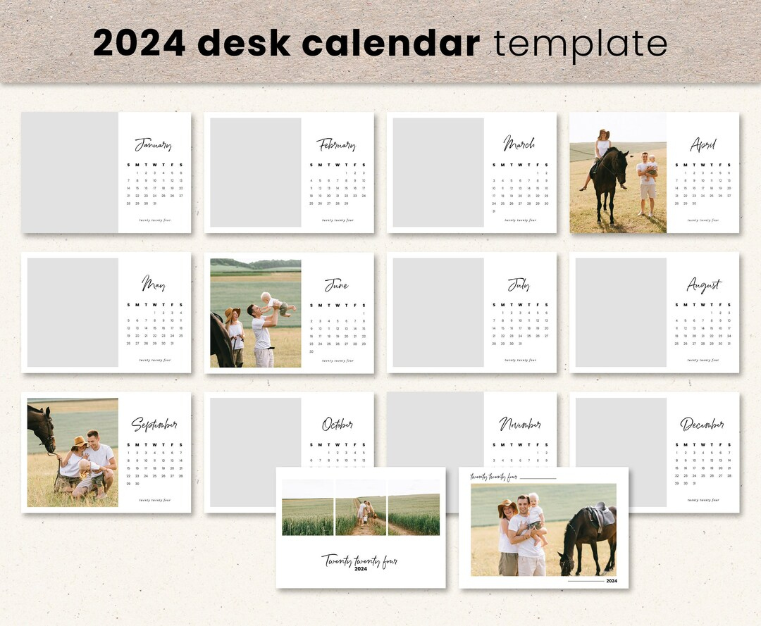 Modern 2024 Calendar Template With Photos Custom 5X7 Monthly - Etsy | Template Calendar Labs 2024