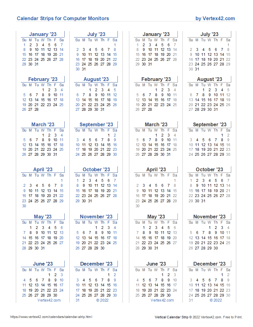 Monitor Calendar Strip Template | 2024 Calendar Strip Printable