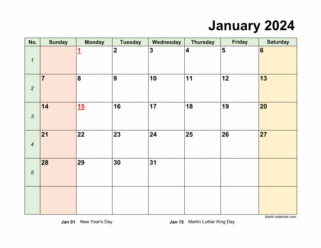 Monthly 2024 Calendars | Free Printable Calendar 2024 Monthly Word