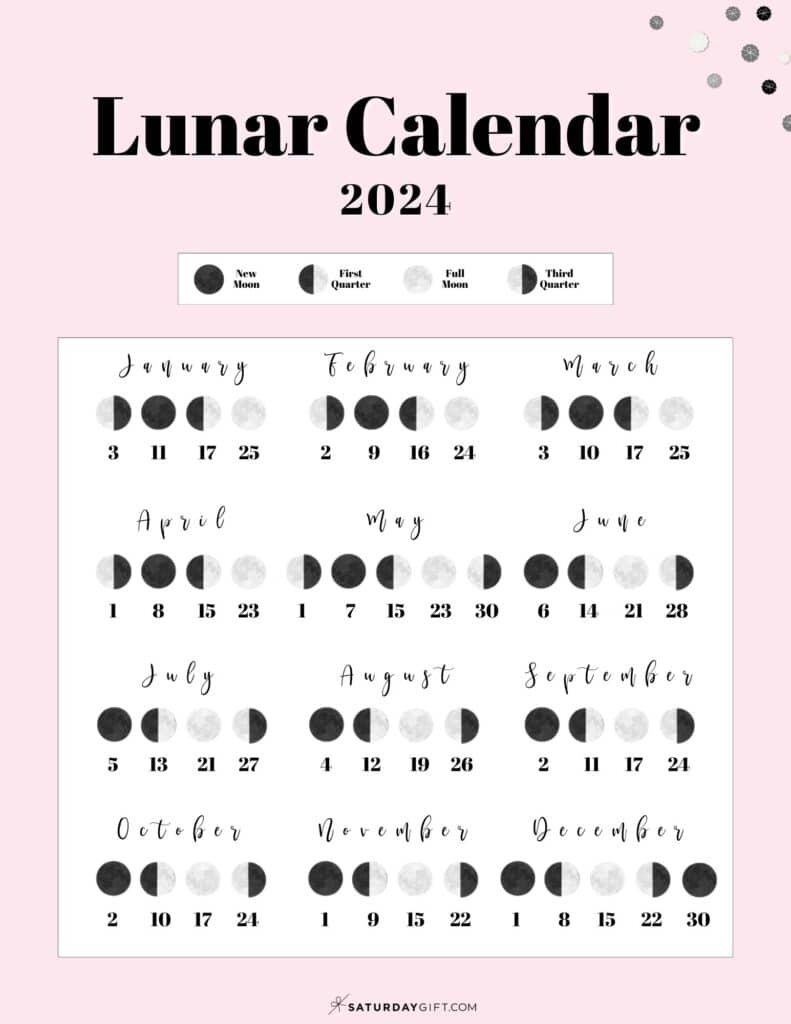 Moon Phase Calendar - Cute &Amp;Amp;Amp; Free Printable 2024 Lunar Calendar | Printable Chinese Calendar 2024