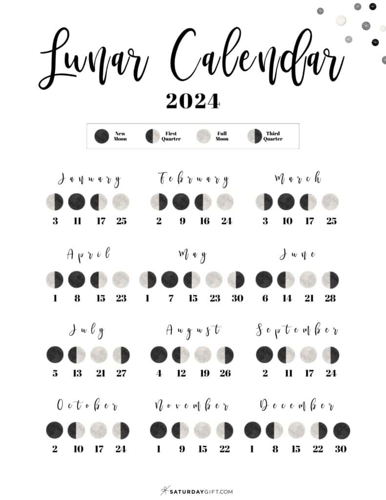 Moon Phase Calendar - Cute &Amp;Amp;Amp; Free Printable 2024 Lunar Calendar | Printable Lunar Calendar 2024