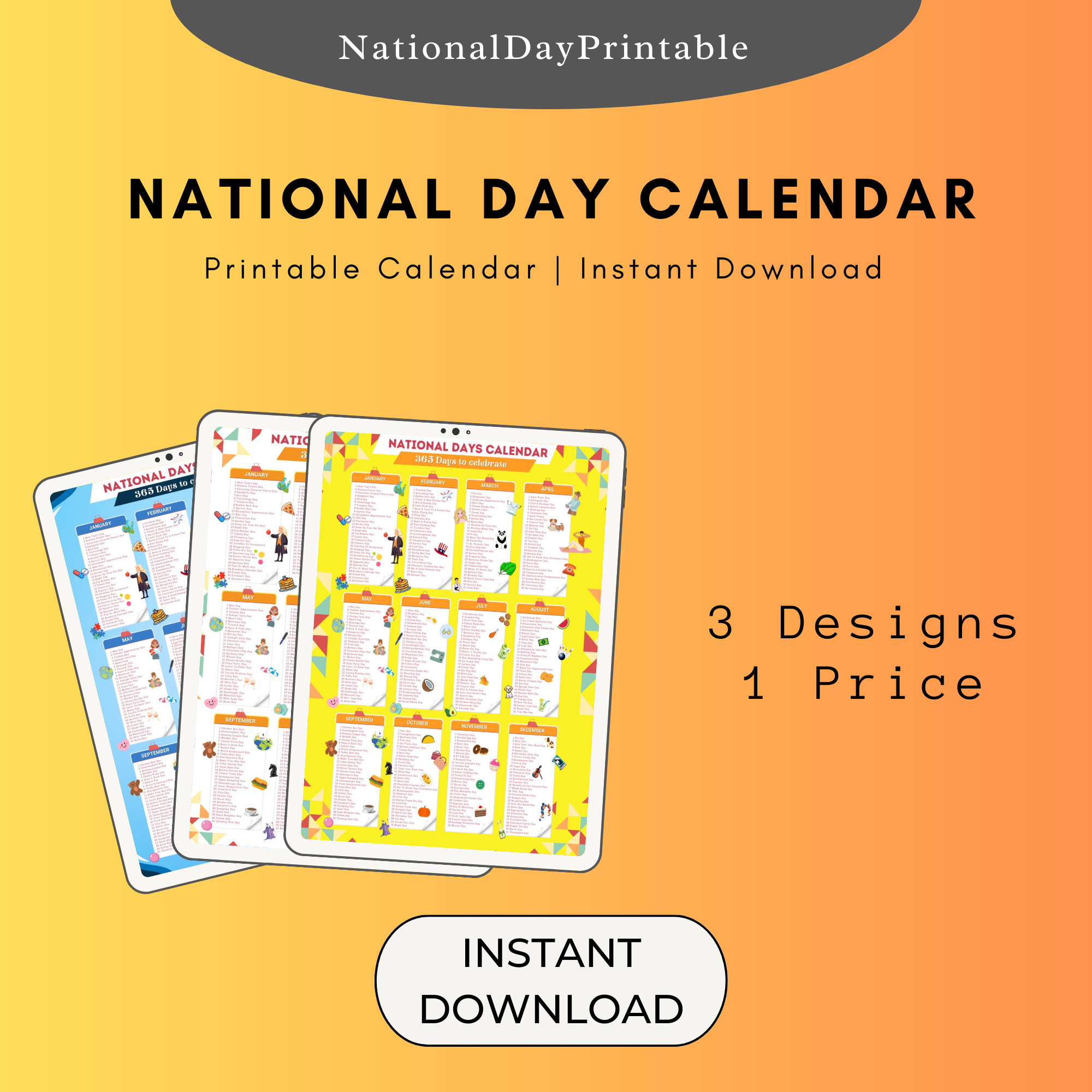 National Day Calendar Printable 2024 Fun Social Media - Etsy | National Day Calendar 2024 Printable
