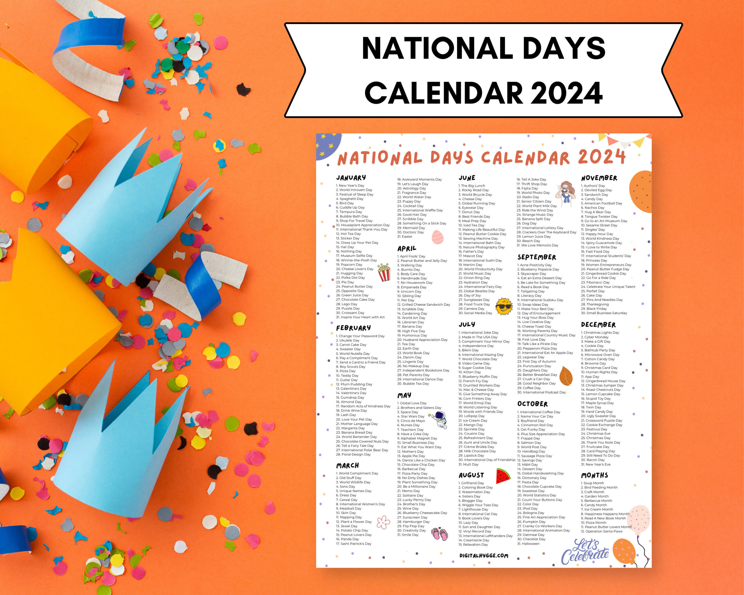 National Days Calendar Printable 2024 National Holidays - Etsy | National Day Calendar 2024 Printable