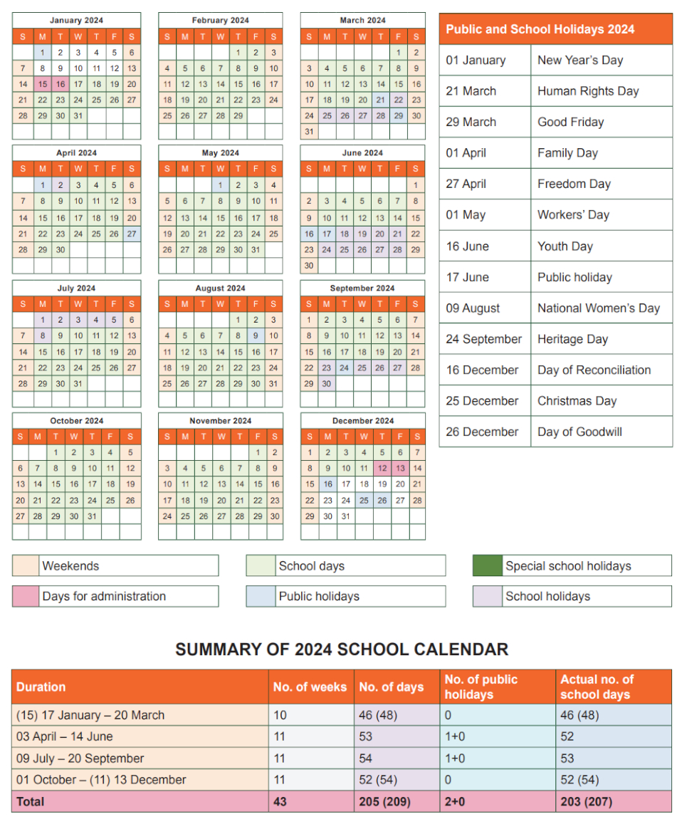 New School Calendar For South Africa Cuts Down On Holidays | Year 2024 School Calendar