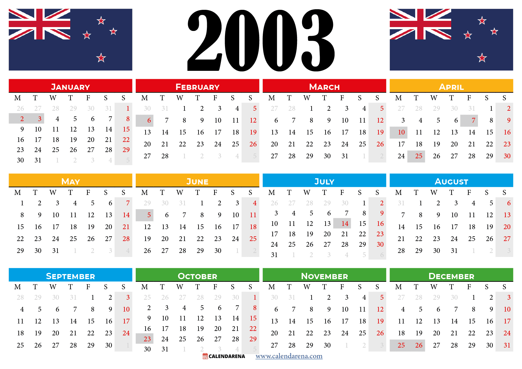 New Zealand 2023 Calendar With Holidays Printable | 2024 Calendar New Zealand Printable