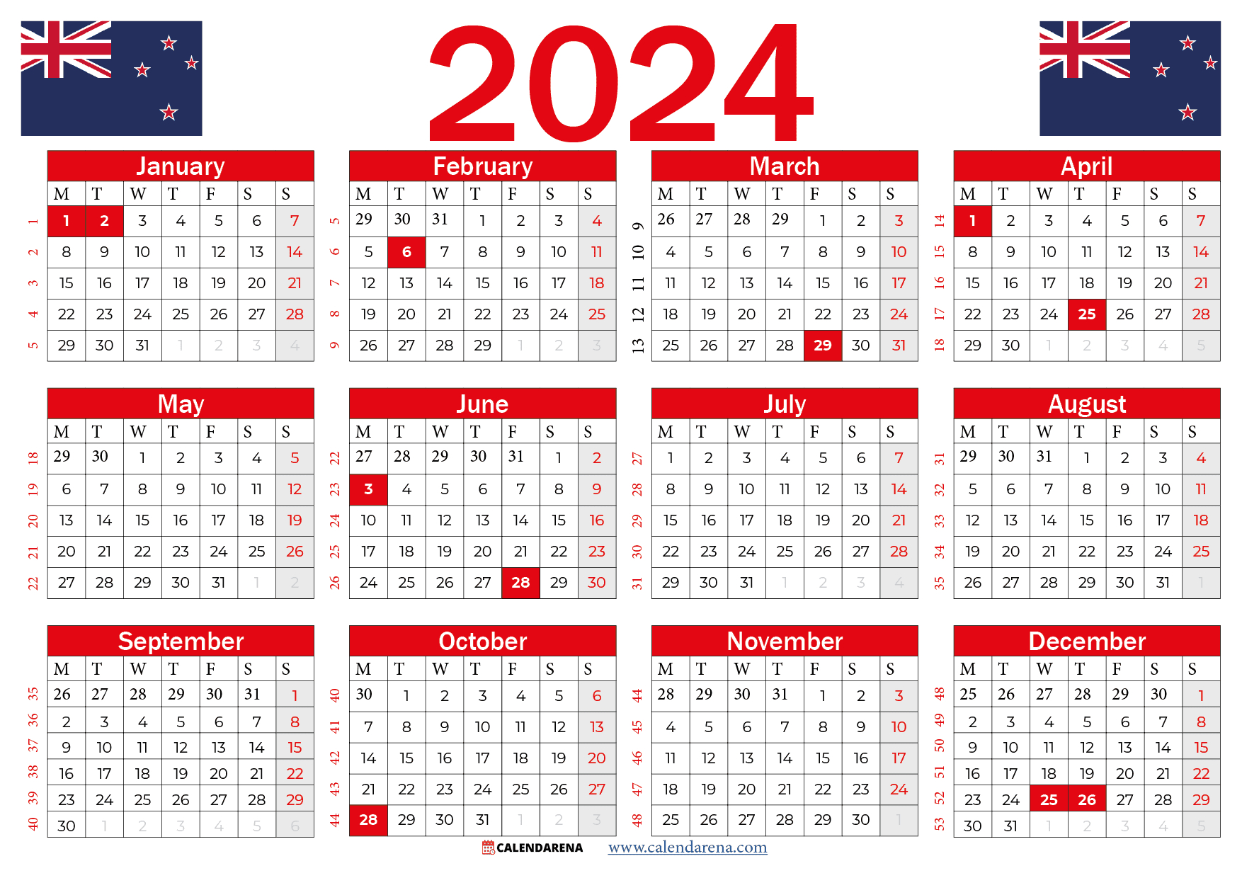 New Zealand 2023 Calendar With Holidays Printable | Printable Calendar 2024 Nz