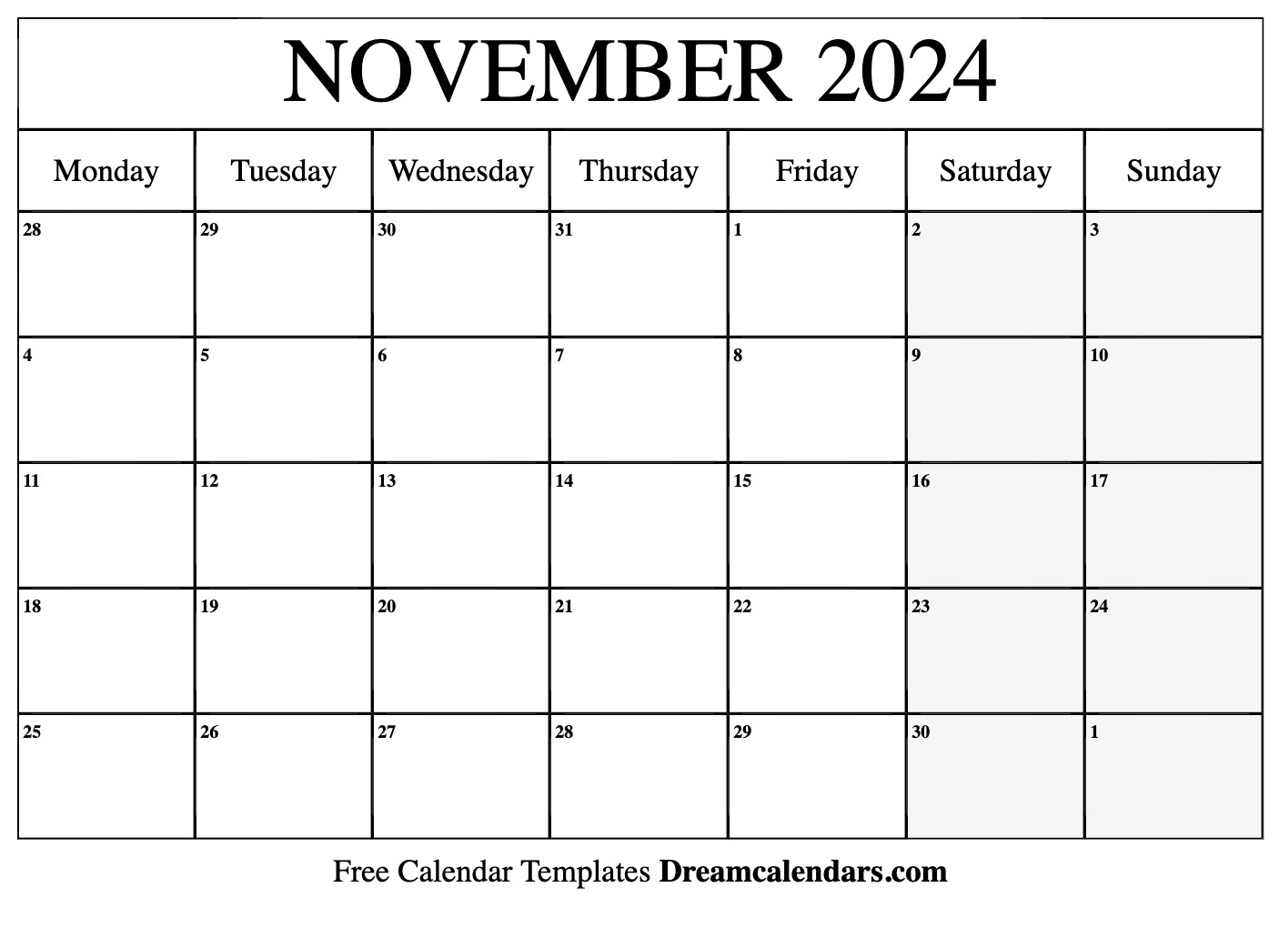 November 2024 Calendar | Free Blank Printable With Holidays | Nov 2024 Calendar Printable Free