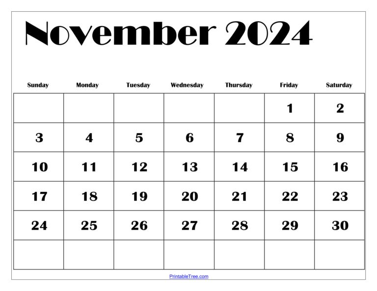 November 2024 Calendar Printable Pdf Template With Holidays | Editable And Printable Calendar 2024