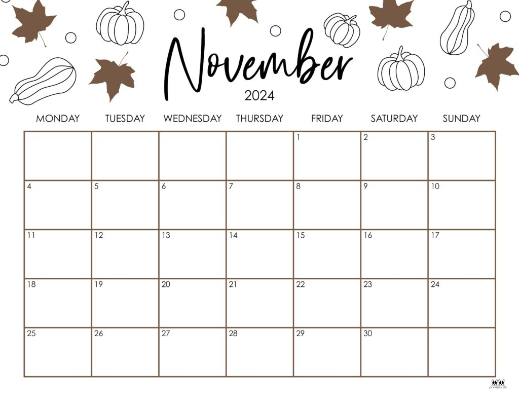 November 2024 Calendars - 50 Free Printables | Printabulls | November Calendar 2024 Printable