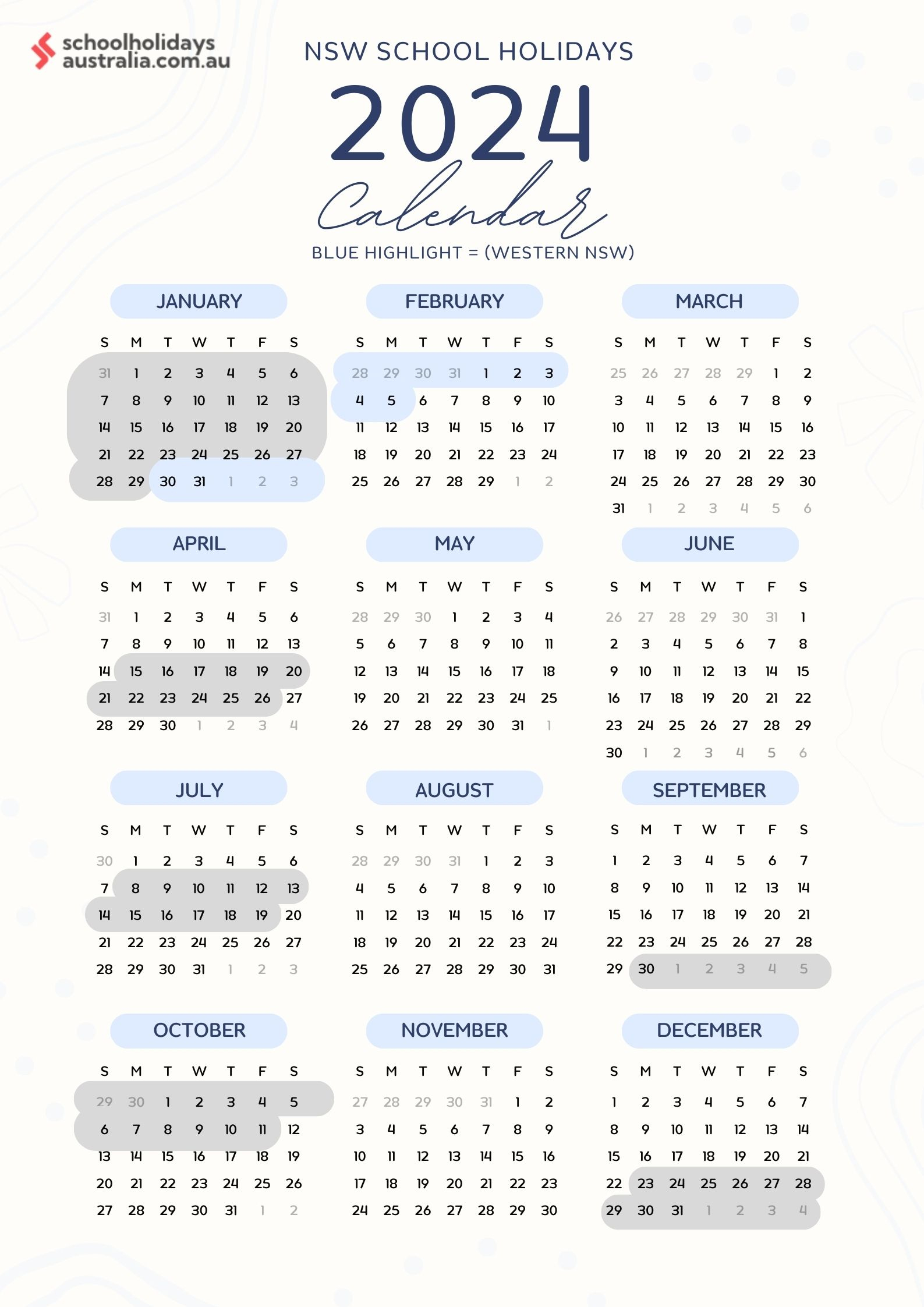 Nsw School Holidays 2024 - Schoolholidaysaustralia.au | 2024 Calendar Printable NSW