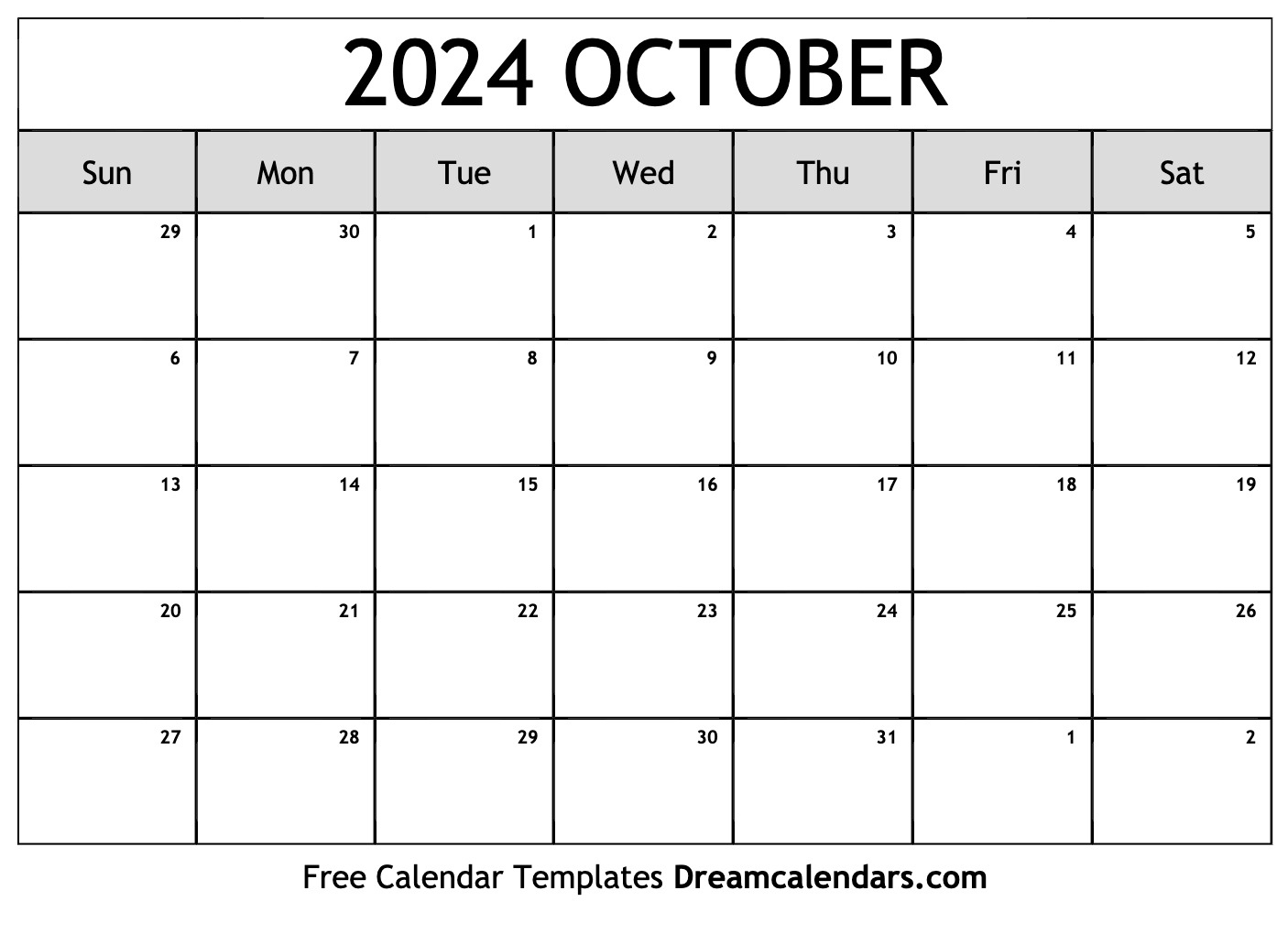 October 2024 Calendar | Free Blank Printable With Holidays | October Calendar 2024 Printable