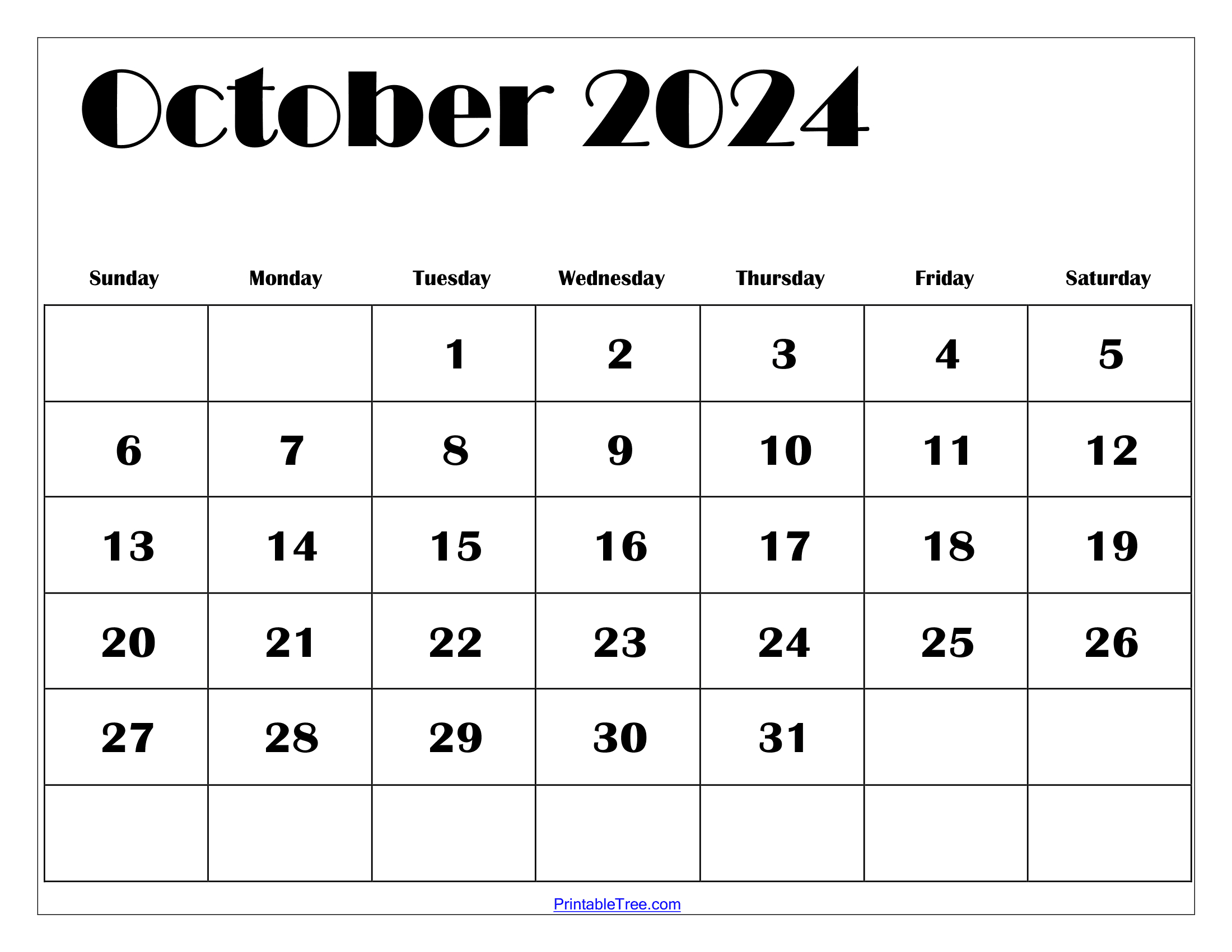 October 2024 Calendar Printable Pdf Free Templates With Holidays | Free Printable Calendar October 2024