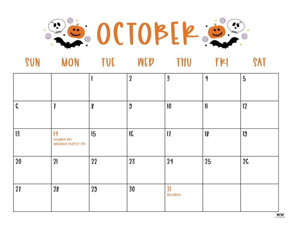 October 2024 Calendars - 50 Free Printables | Printabulls | October Calendar 2024 Printable