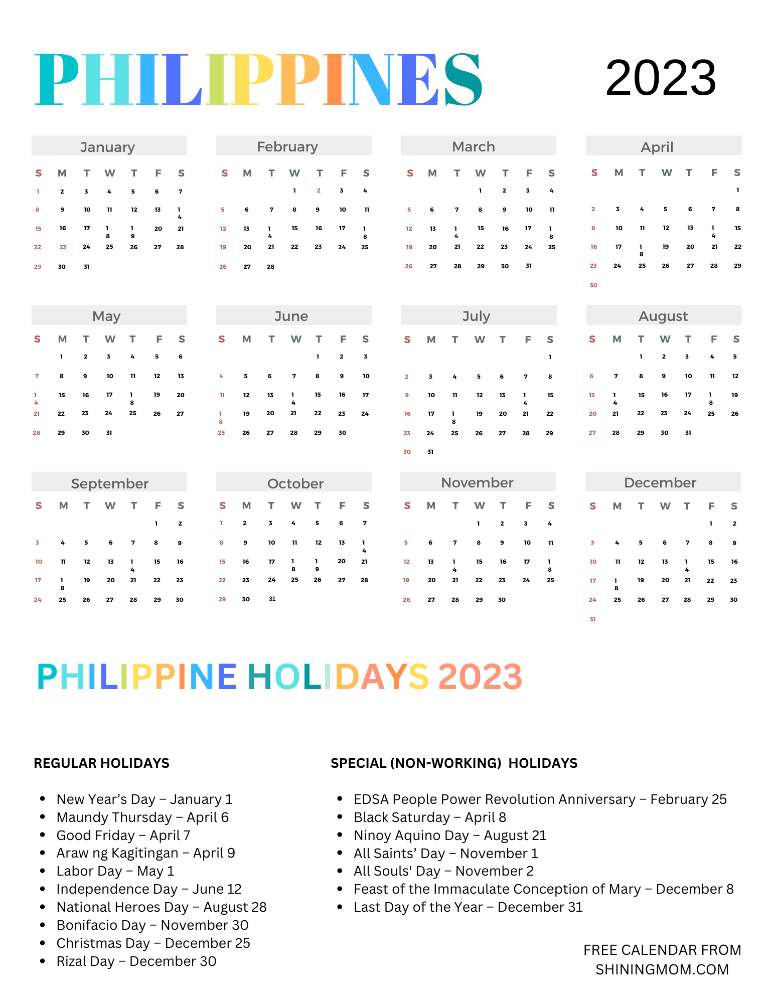 Pin On Photo | Printable Calendar 2024 With Holidays Philippines
