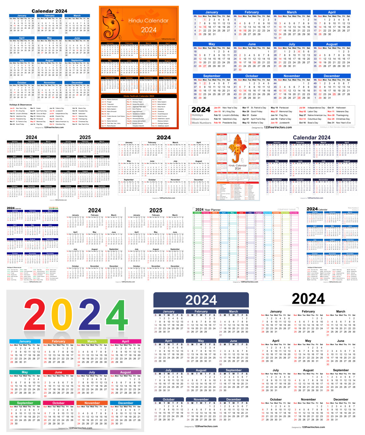 Plan Ahead For 2024: Free Printable &Amp;Amp;Amp; Editable Calendars With | Printable Calendar 2024 India With Holidays And Festivals